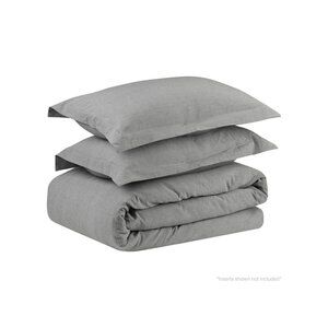 Swift Home 100% Cotton Twin/Twin XL Duvet Cover and Sham Set - Ash Gray